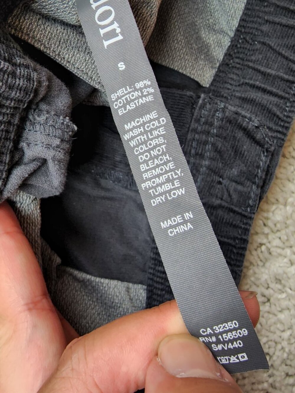 Vuori Optimist Corduroy Pants Mens V440 Grey Casual Drawstring Waist Small S USA - Picture 8 of 8